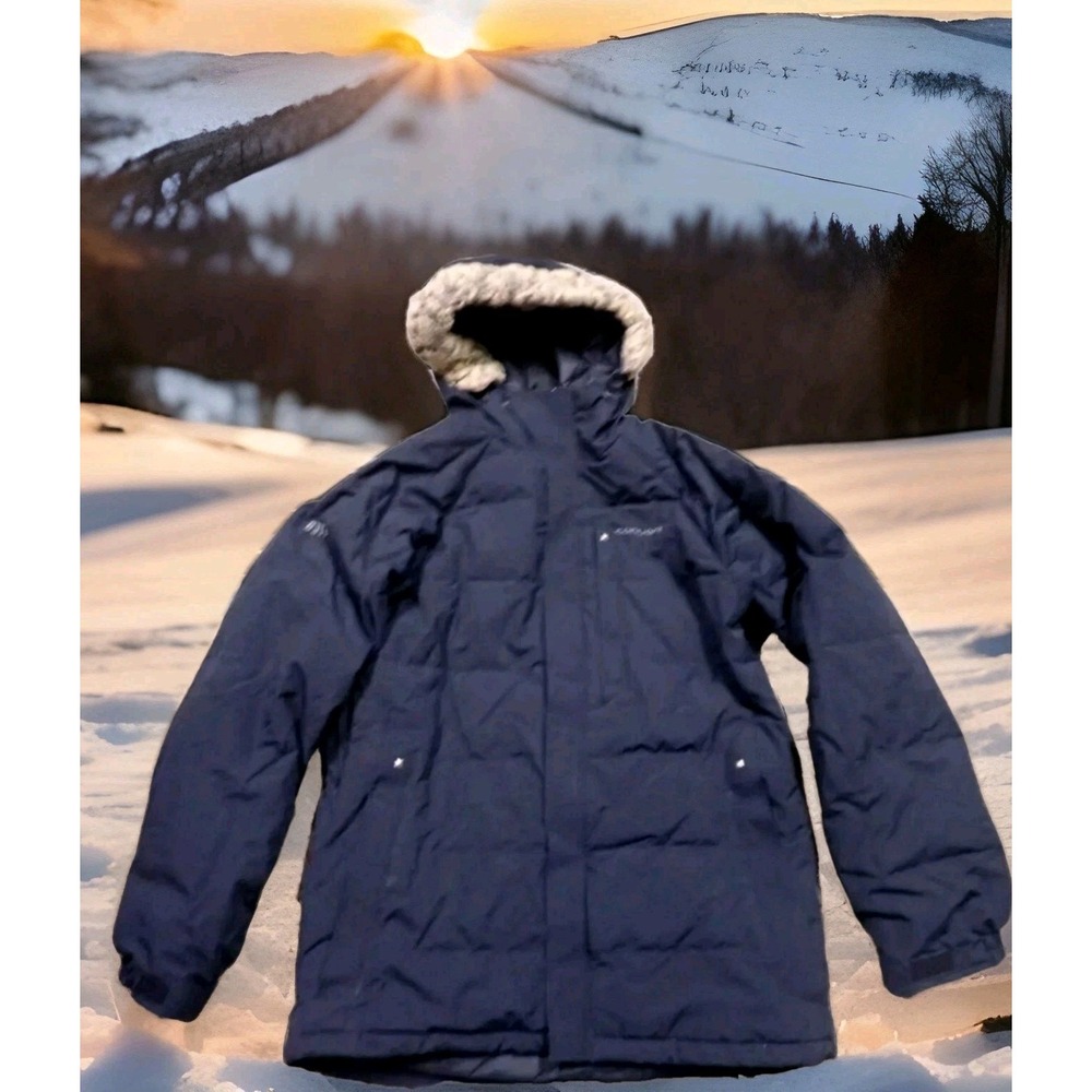 Convert Parka Jacket Mens Small Navy Blue Excellent Faux Fur Hood Puffer Coat